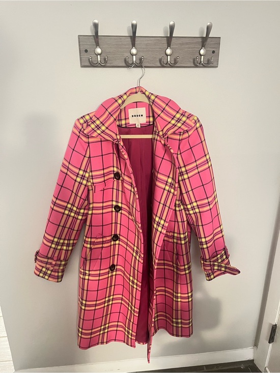 Boden Jackets & Blazers - Boden Cheltenham Trench Coat Pink Neon Plaid Check US 2 – $498 Retail
